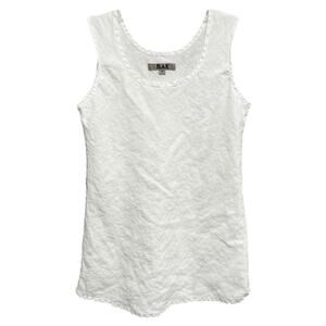 Lagenlook Flax Womens Linen Sleeveless Tank Top Size Small Ivory Minimalist
